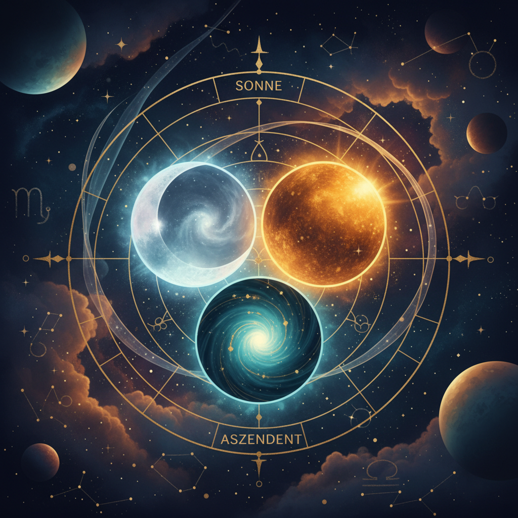 Die Säulen deines kosmischen Charts: Sonne, Mond und Aszendent